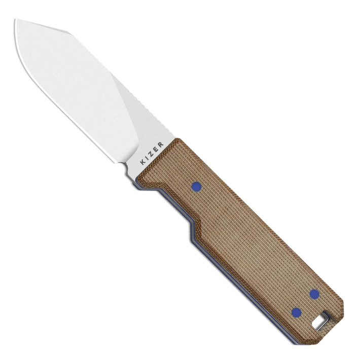 Kizer 1133A2 Abrams (14C28N, Spey Point, Stonewashed, Norplex UltreX Micarta/G10) Fixed Blade Knife