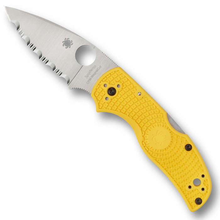 Spyderco C41SYL5 Native 5 Salt (CPM MagnaCut, Drop Point, Satin, Yellow, FRN) Lightweight Pocket Knife