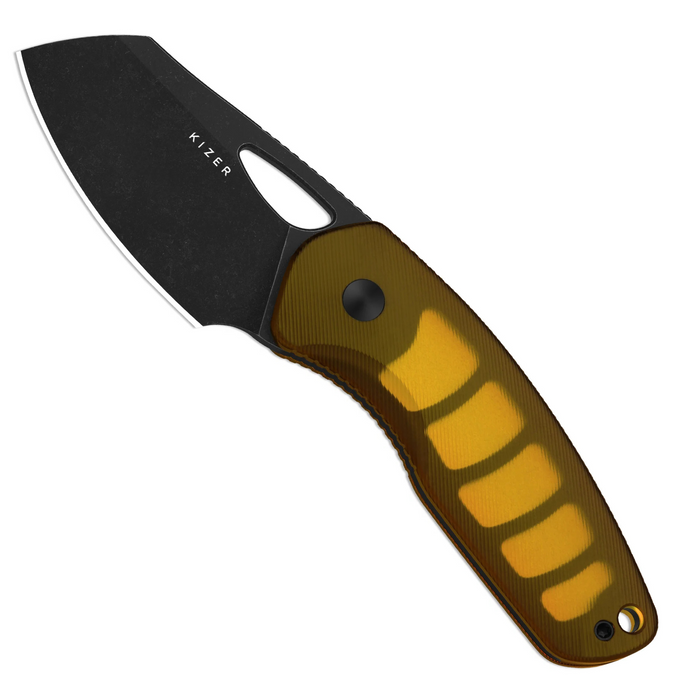 Kizer 1074A1 Hornet (14C28N, Sheepsfoot, Black PVD, Stonewashed, PEI) Fixed Blade Knife