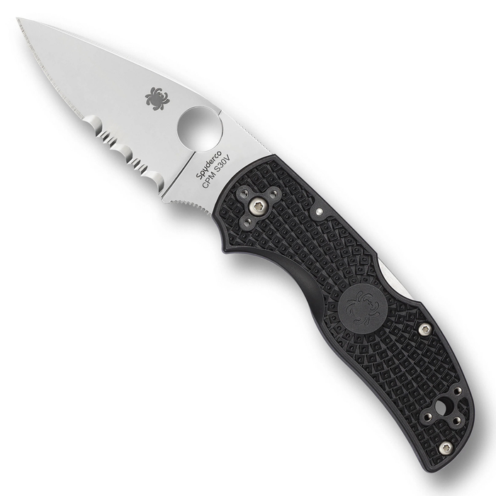 Spyderco C41PSBK5 Native 5 (CPM S30V, Drop Point, Satin, CombinationEdge, Black, FRN) Lightweight Pocket Knife