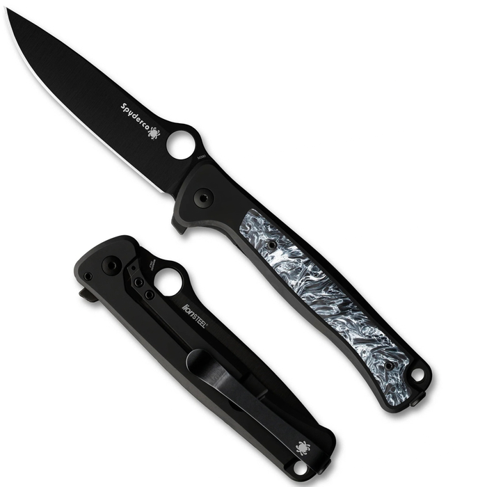 Spyderco C271TIBKPBK Slym (M390, Drop Point, Black WCC PVD Coating, Titanium & Dark Matter Polar FatCarbon Carbon Fiber) Folding Knife