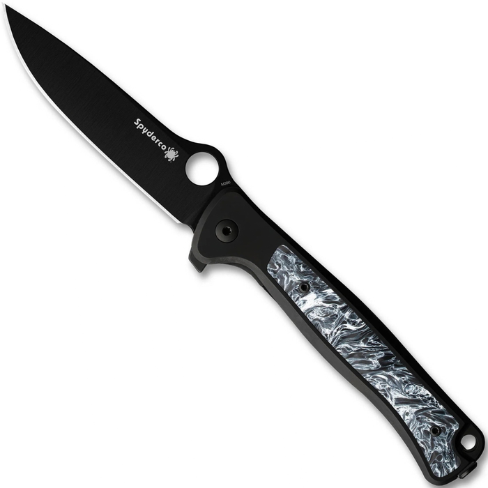 Spyderco C271TIBKPBK Slym (M390, Drop Point, Black WCC PVD Coating, Titanium & Dark Matter Polar FatCarbon Carbon Fiber) Folding Knife