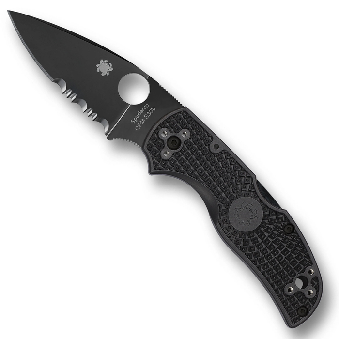 Spyderco C41PSBBK5 Native 5 (CPM S30V, Drop Point, DLC, CombinationEdge, Black, FRN) Lightweight Pocket Knife