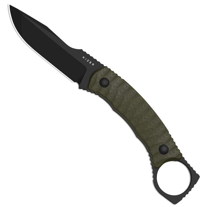 Kizer 1115A1 Billy Bones (AEB-L, Drop Point, Black PVD, Stonewashed, G10) Fixed Blade Knife