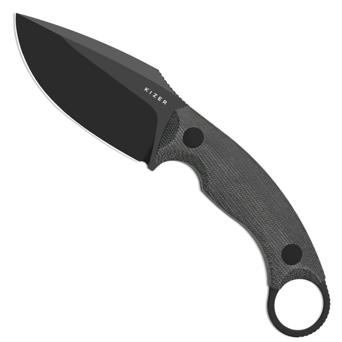 Kizer 1128A1 Cabox II (AEB-L, Drop Point, Black PVD Coating, Micarta) Fixed Blade Knife