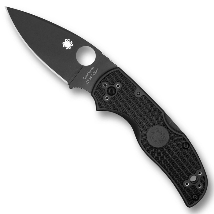 Spyderco C41PBBK5 Native 5 (CPM S30V, Drop Point, DLC, Black, FRN) Lightweight Pocket Knife