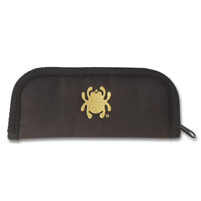 Spyderco C12NC Zippered Nylon Knife Pouch (Black Nylon, Gold Logo, Padded Interior, 5.5in Capacity) Protective Carry Case