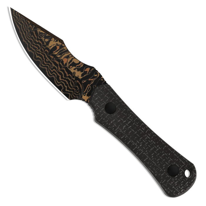 Kizer 1122A2 Bone (Copper Damascus, Drop Point, Acid-Washed, Micarta) Fixed Blade Knife