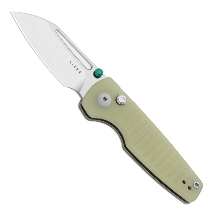 Kizer V2706A6 Parakeet (Nitro-V, Sheepsfoot, Stonewashed, GID G10, Button Liner Lock) Pocket Knife