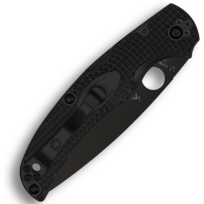 Spyderco C244PSBBK Native Chief (CTS BD1N, Drop Point, Black DLC, Serrated, Black FRN, Back Lock) Lightweight Pocket Knife