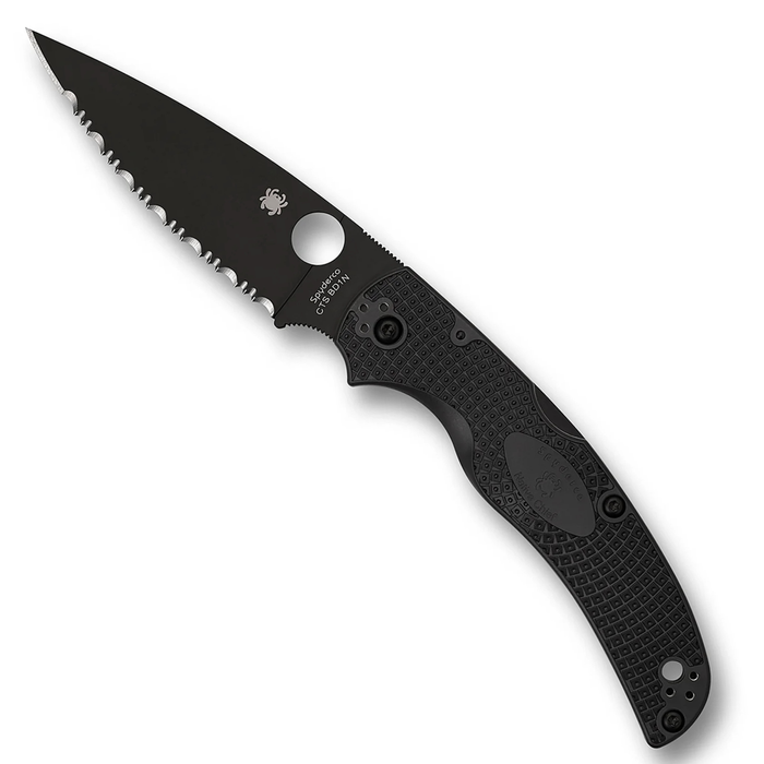 Spyderco C244SBBK Native Chief (CTS BD1N, Drop Point, Black DLC, Black FRN, Back Lock) Lightweight Pocket Knife