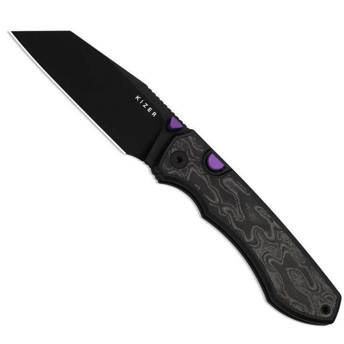 Kizer Ki3738A2 Wharning (S45VN, Wharncliffe, Sheepsfoot, Aluminum/Norplex UltreX Micarta) Pocket Knife