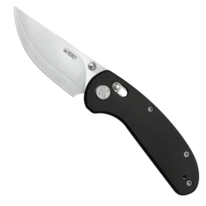 Kubey KU449A Sparrow (San Mai AUS-10, Drop Point, Satin, Black G10, Crossbar Lock) Folding Pocket Knife