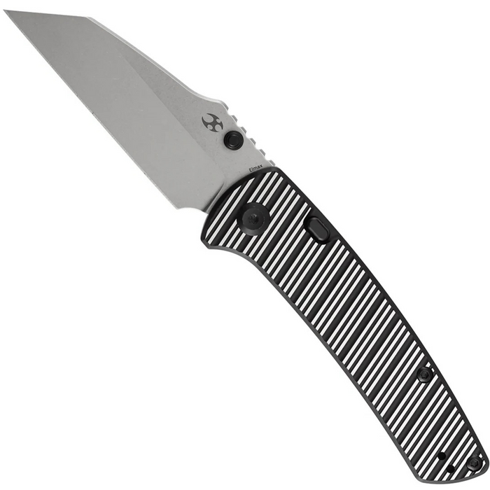 Kansept K1015H4 Main Street (Elmax, Wharncliffe, Stonewashed, Black and Plain Aluminum with Stripes) Folding Knife