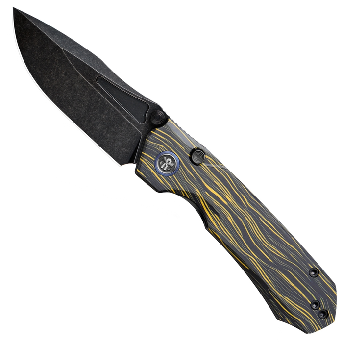 REMETTE RNGC3 RT-Rhino (14C28N, Black, Stonewashed, Drop Point, G10, Yellow/Black) Folding Knife