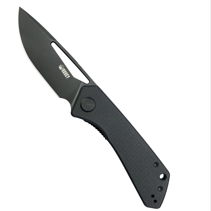 Kubey KU331S Thalia (14C28N, Drop Point, Blackwash, Black G10) Front Flipper EDC Pocket Folding Knife