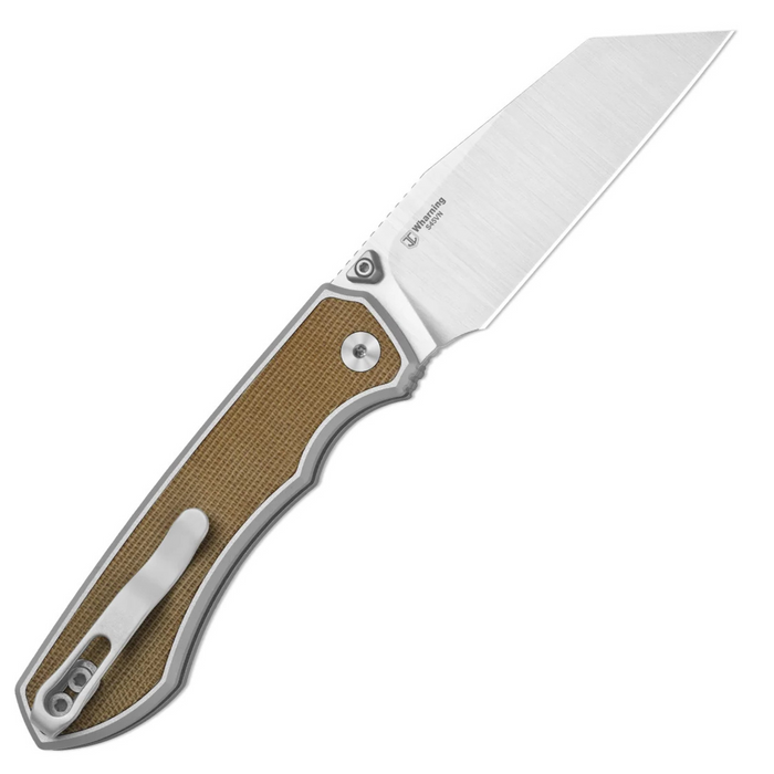 Kizer Ki3738A1 Wharning (S45VN, Sheepsfoot, Satin, Aluminum/Norplex UltreX Micarta) Pocket Knife