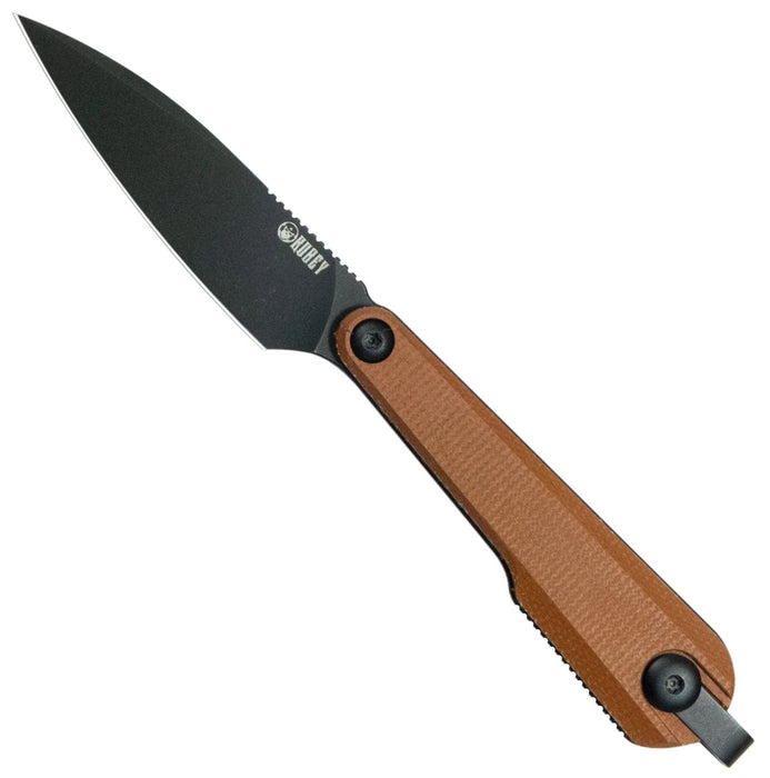 Kubey KU452C YAG (14C28N, Wharncliffe, Blackwash, Brown Micarta, Kydex Sheath) Fixed Blade Knife