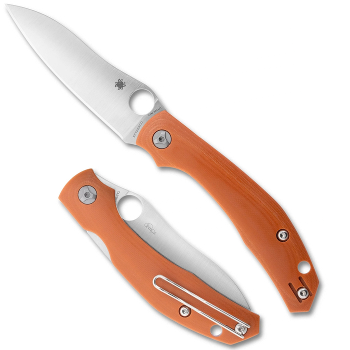Spyderco C241GPBOR Kapara (REX 121, Sheepsfoot, Satin, G-10, Orange) Folding Knife