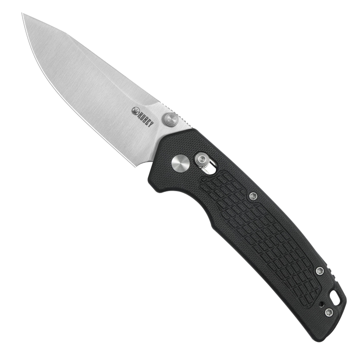 Kubey KU465A Freki (14C28N, Drop Point, Satin, Black G10, Crossbar Lock) Folding Pocket Knife