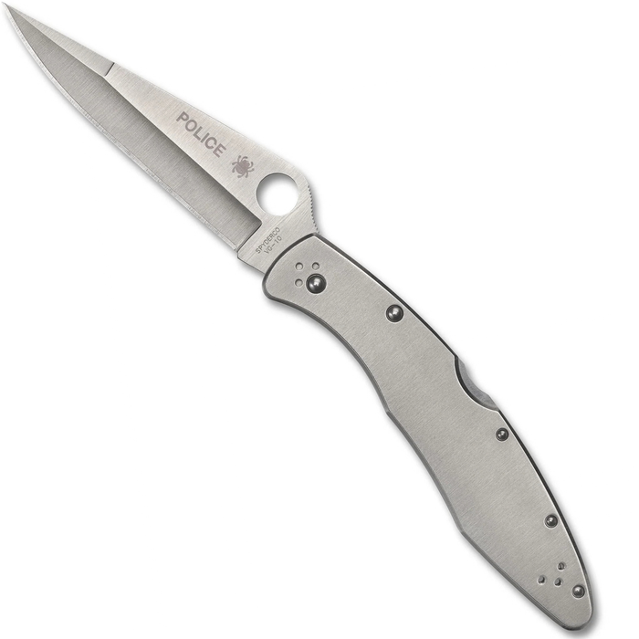 Spyderco C07P Police (VG-10, Clip Point, Satin, Stainless Steel) Folding Knife