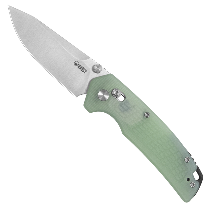 Kubey KU465B Freki (14C28N, Drop Point, Satin, Jade G10, Crossbar Lock) Folding Pocket Knife