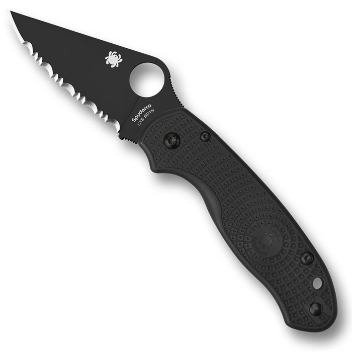 Spyderco C223SBBK Para 3 (CTS BD1N, Clip Point, DLC, Black FRN, Compression Lock, SpyderEdge) Lightweight Pocket Knife