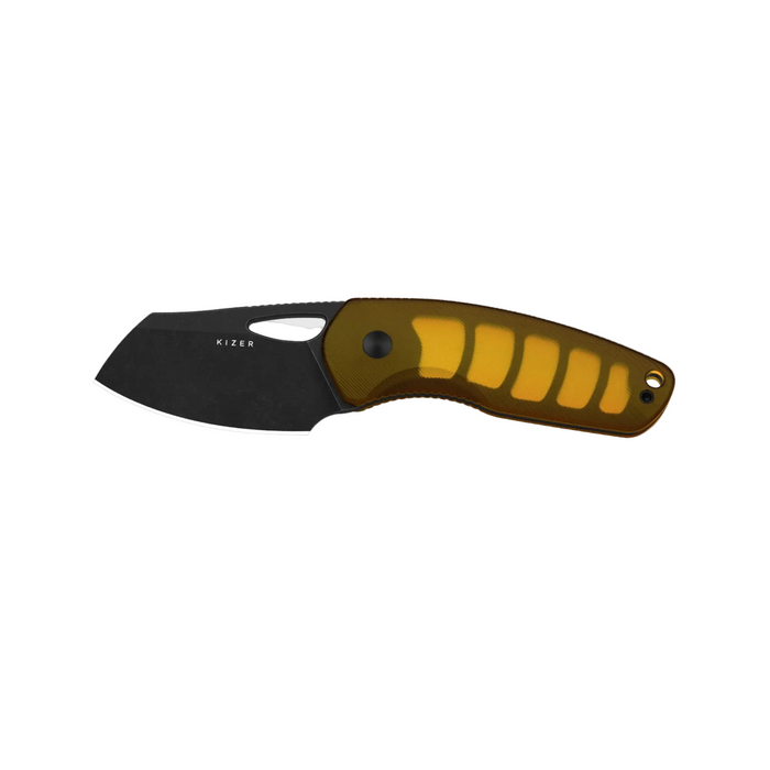 Kizer 1074A1 Hornet (14C28N, Sheepsfoot, Black PVD, Stonewashed, PEI) Fixed Blade Knife
