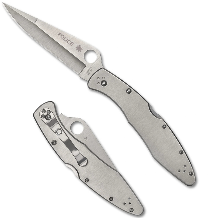 Spyderco C07P Police (VG-10, Clip Point, Satin, Stainless Steel) Folding Knife