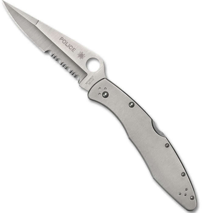 Spyderco C07PS Police (VG-10, Clip Point, Satin, Stainless Steel) Folding Knife