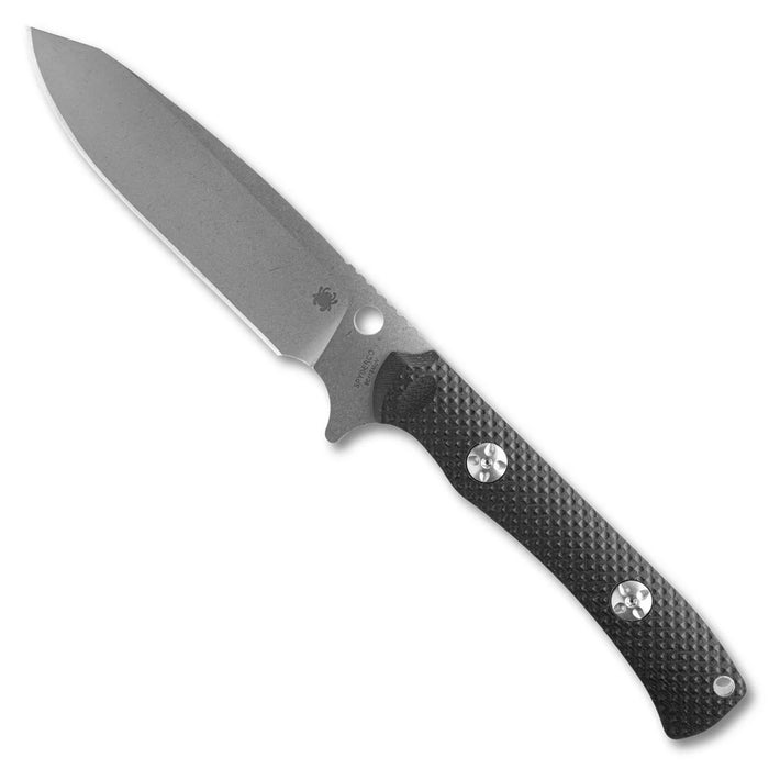 Spyderco FB53GP Skoli (9Cr18MoV, Sheepsfoot, Stonewashed, Black G10) Fixed Blade Knife