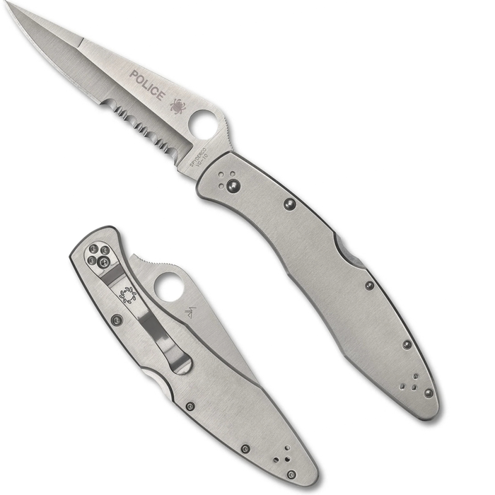 Spyderco C07PS Police (VG-10, Clip Point, Satin, Stainless Steel) Folding Knife