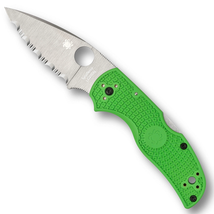 Spyderco C41SGR5 Native 5 Salt (LC200N, Drop Point, Satin, Green, FRN, SpyderEdge) Lightweight  Pocket Knife