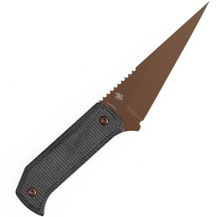 Tenable G020A3 ToothPik (14C28N, Modified Kiridashi, Rose Gold, Black Micarta) Fixed Blade Knife