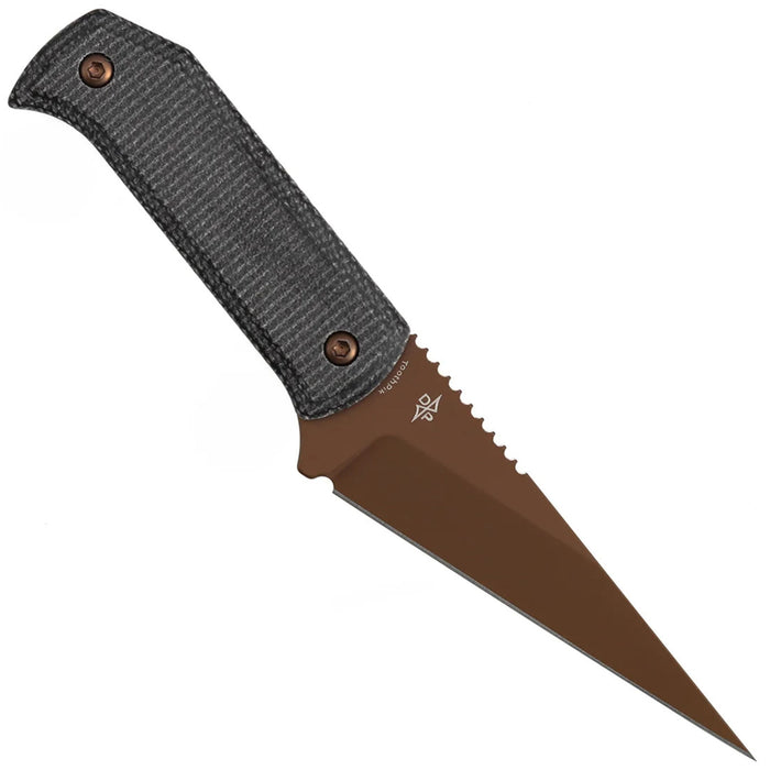 Tenable G020A3 ToothPik (14C28N, Modified Kiridashi, Rose Gold, Black Micarta) Fixed Blade Knife