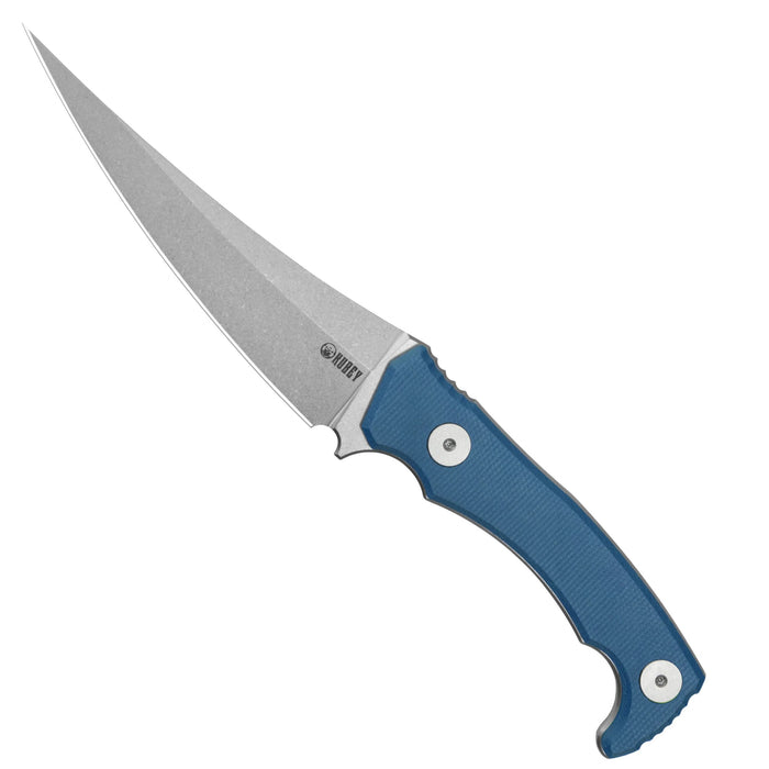 Kubey KU477C Sicarii (14C28N, Skinner, Beadblast, Blue Micarta) Fixed Blade Knife