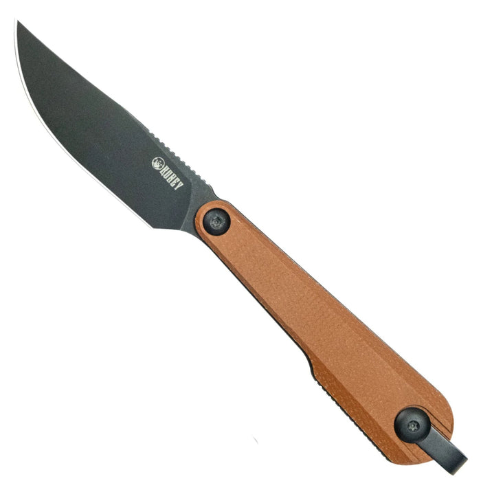 KUBEY KU451C YAG (14C28N, Drop Point, Blackwash, Brown Micarta, Kydex Sheath) Fixed Blade Knife