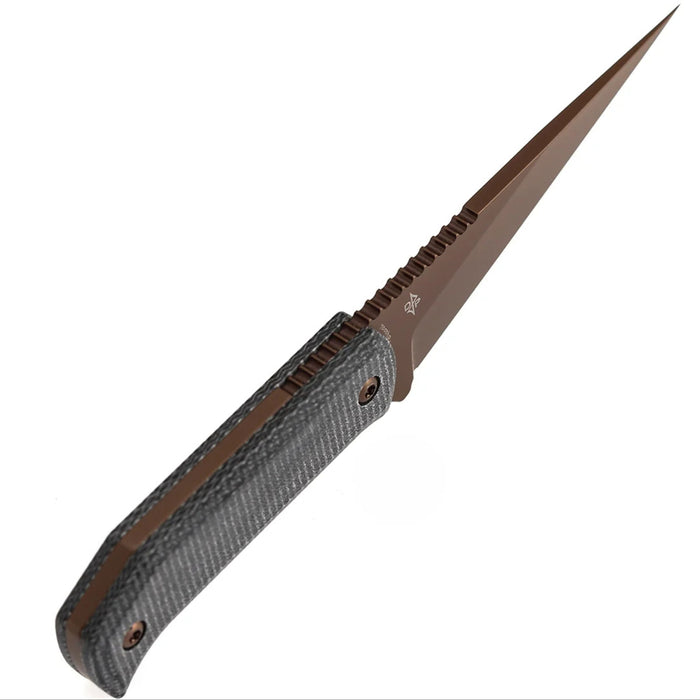 Tenable G020A3 ToothPik (14C28N, Modified Kiridashi, Rose Gold, Black Micarta) Fixed Blade Knife