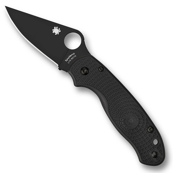 Spyderco C223PBBK Para 3 (CTS BD1N, Clip Point, DLC, Black FRN, Compression Lock) Lightweight Pocket Knife
