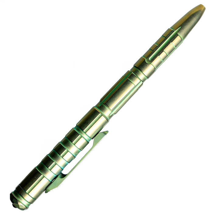 REMETTE RT-TP1C Tactical Slide Click Pen (Gold/Green Titanium, Glassbreaker) Tactical Pen