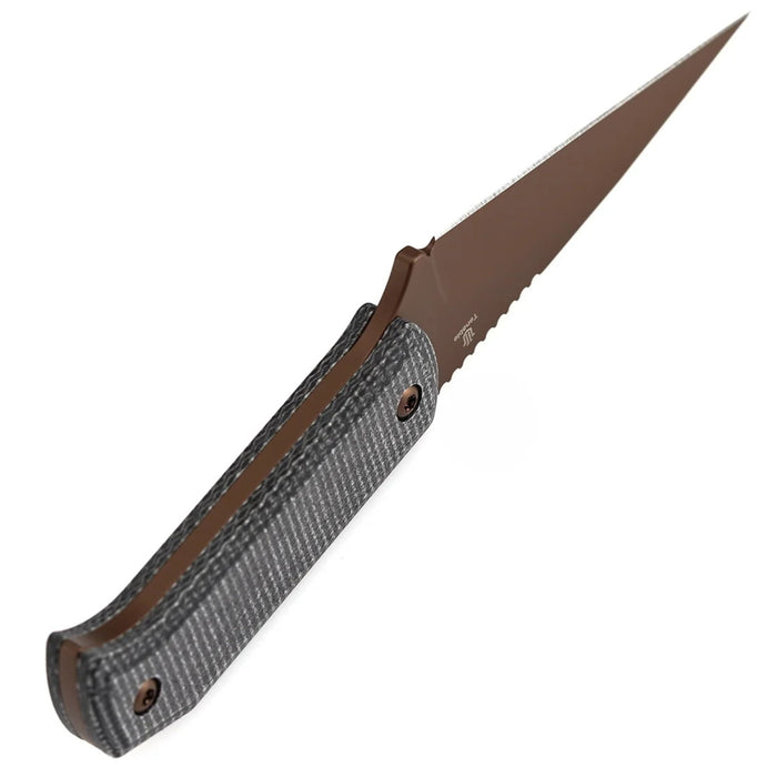 Tenable G020A3 ToothPik (14C28N, Modified Kiridashi, Rose Gold, Black Micarta) Fixed Blade Knife