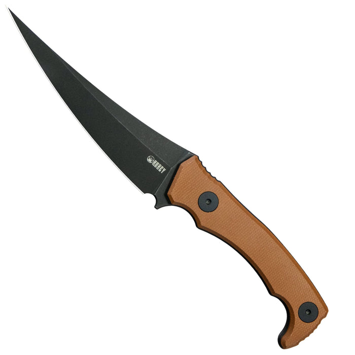 Kubey KU477F Sicarii (14C28N, Skinner, Blackwash, Brown Micarta) Fixed Blade Knife