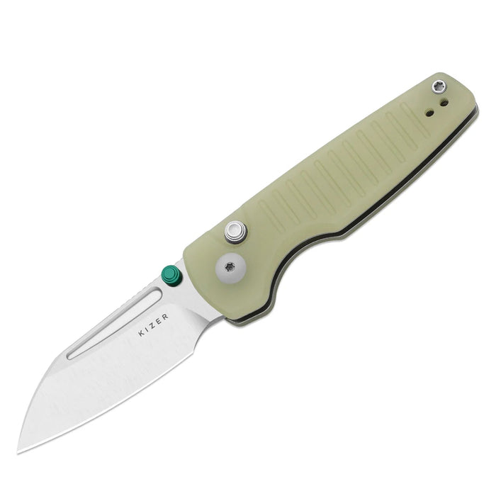 Kizer V2706A6 Parakeet (Nitro-V, Sheepsfoot, Stonewashed, GID G10, Button Liner Lock) Pocket Knife