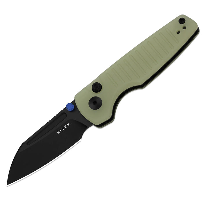 Kizer V2706A7 Parakeet (Nitro-V, Sheepsfoot, Black PVD, GID G10, Button Liner Lock) Pocket Knife