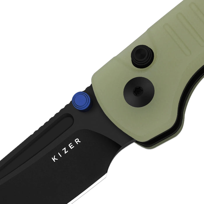 Kizer V2706A7 Parakeet (Nitro-V, Sheepsfoot, Black PVD, GID G10, Button Liner Lock) Pocket Knife