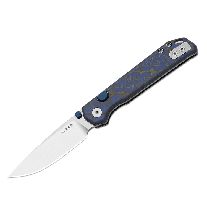 Kizer V3458.2BDA1 Begleiter 2.9 (BD1N, Drop Point, Satin, Vortex Pattern Micarta, Button Liner Lock) Pocket Knife