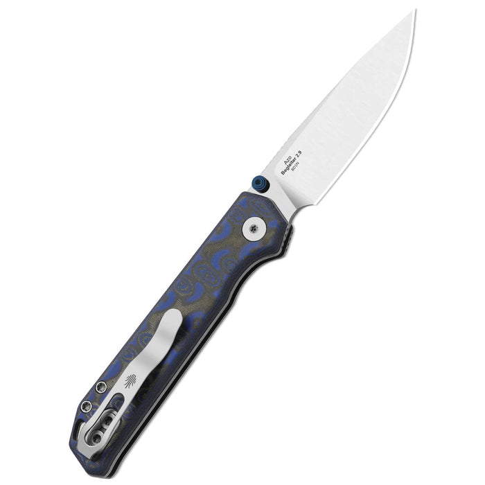 Kizer V3458.2BDA1 Begleiter 2.9 (BD1N, Drop Point, Satin, Vortex Pattern Micarta, Button Liner Lock) Pocket Knife