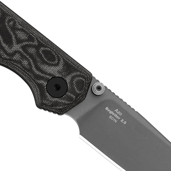 Kizer V3458.2BDA2 Begleiter 2.9 (BD1N, Drop Point, Gray PVD, Stonewashed, Vortex Pattern Micarta, Button Liner Lock) Pocket Knife