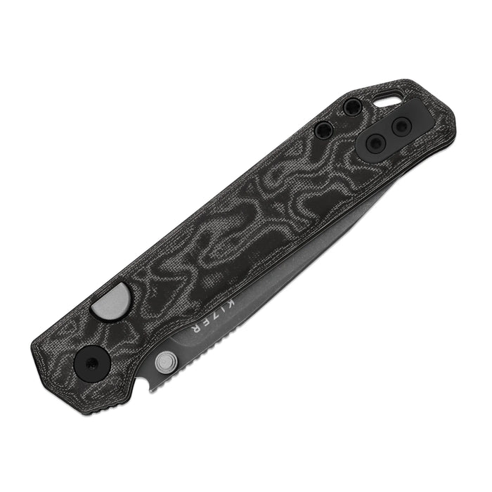 Kizer V3458.2BDA2 Begleiter 2.9 (BD1N, Drop Point, Gray PVD, Stonewashed, Vortex Pattern Micarta, Button Liner Lock) Pocket Knife
