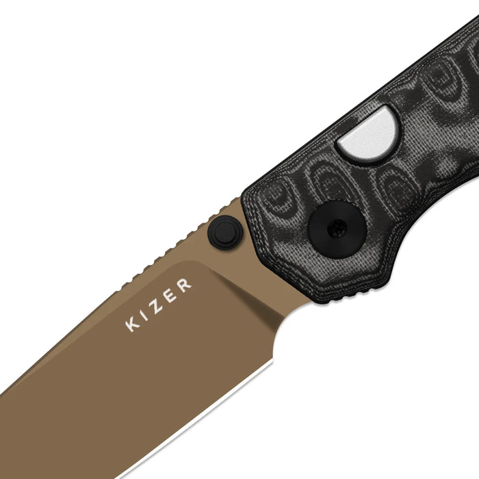 Kizer V3458.2BDA8 Begleiter 2.9 (BD1N, Sunset Metal PVD, Drop Point, Vortex Pattern Micarta, Multicolored) Folding Knife